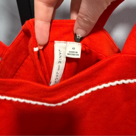 Janie and Jack Red Romper with White Trim - Picture 3 of 9